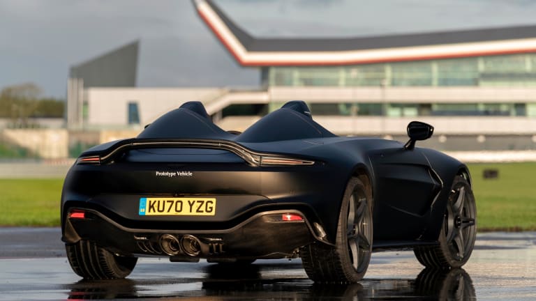 Aston Martin offers up a look at its sinister-looking V12 Speedster prototype