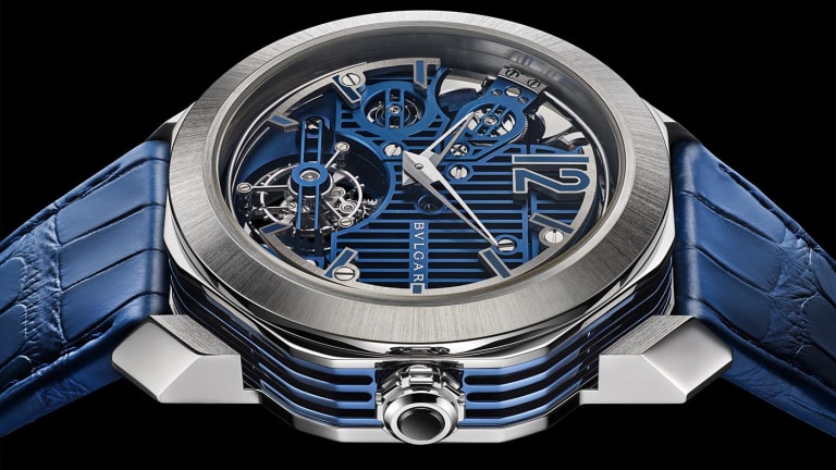 Bulgari's Octo Roma Blue Carillon Tourbillon blends architectural lines and modern watchmaking