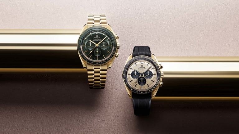 Omega unveils the two new Speedmaster Moonwatches in Moonshine Gold