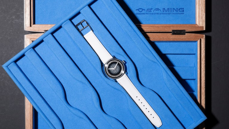 Ming's new Travel Case protects your watches with intricately finished anthracite maple