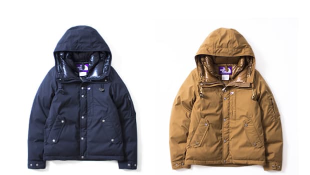 North face purple top label hooded down coat