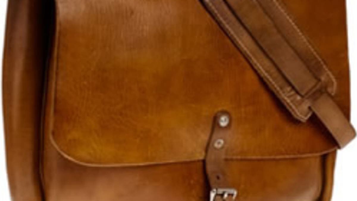 J crew leather messenger bag top