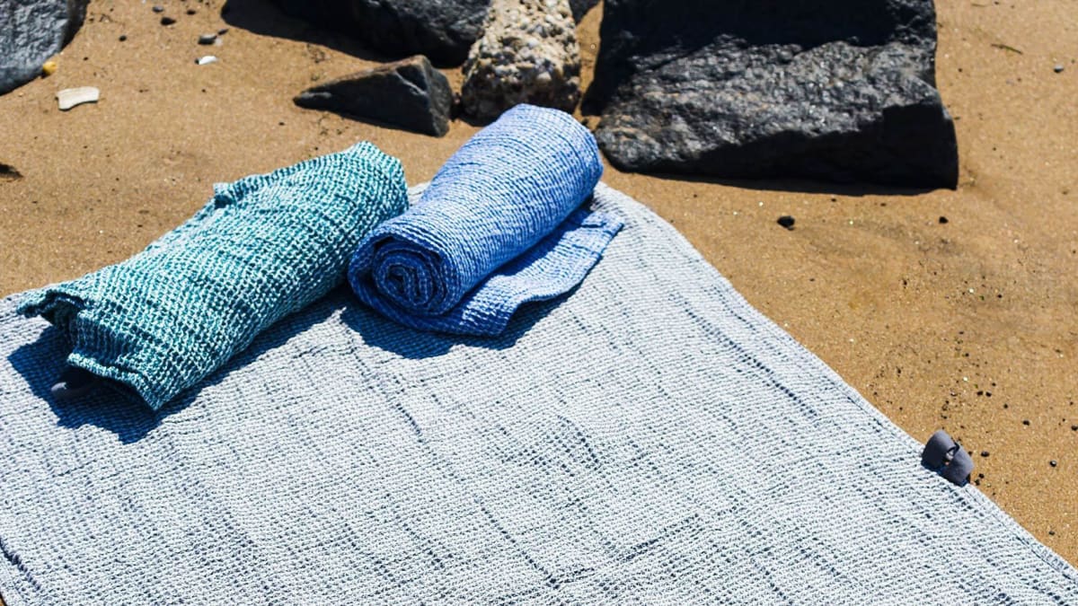 Outlier grid linen towel clearance