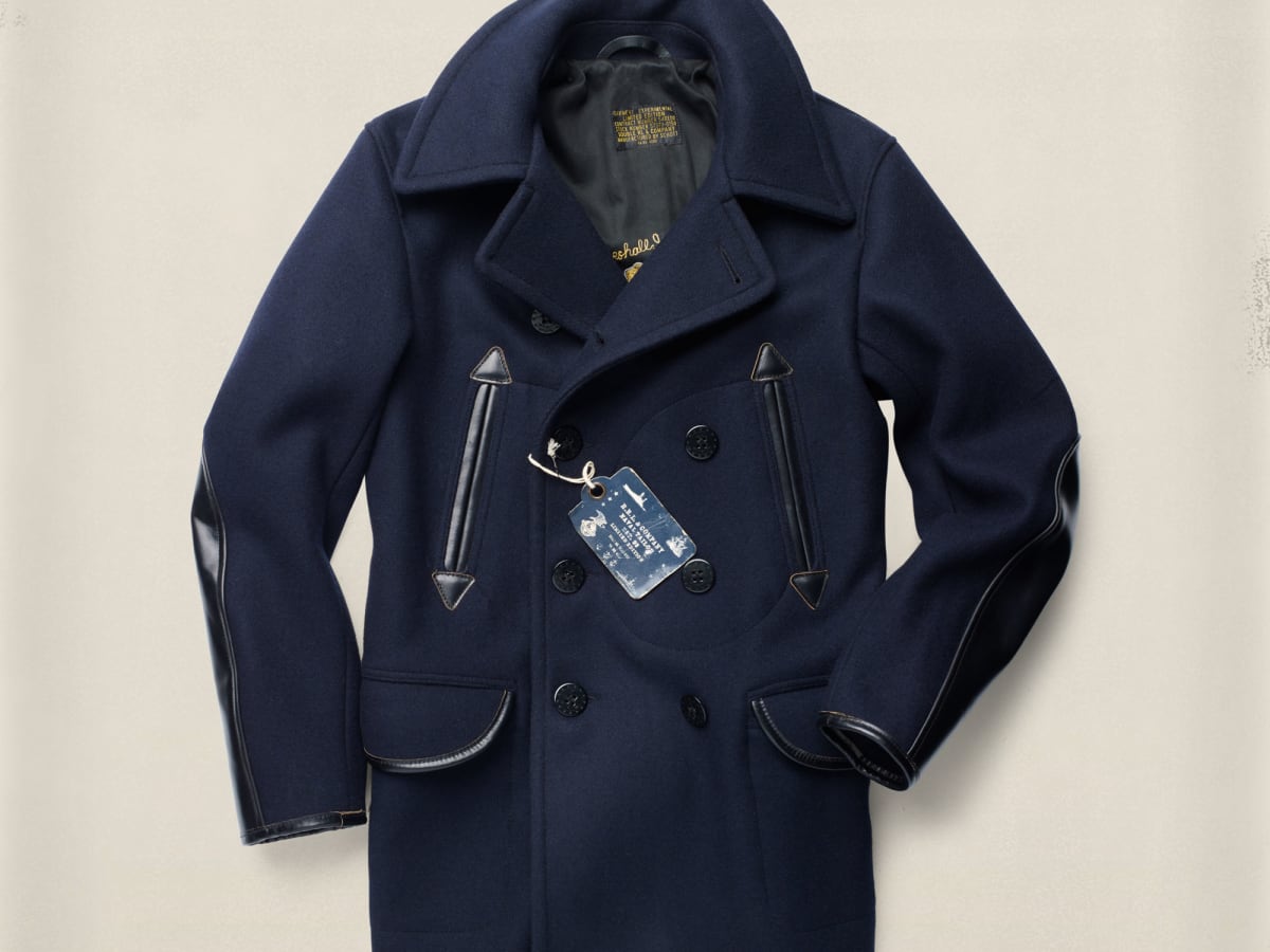 Schott leather trim peacoat on sale