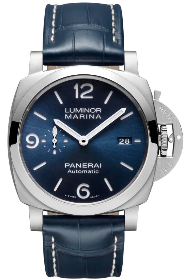 Panerai updates the Luminor Marina with its first blue sun brushed sandwich dial Panerai updates the Luminor Marina with its first blue sun brushed sandwich dial