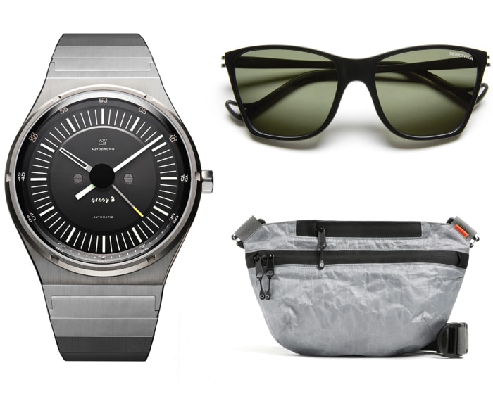 Autodromo Group B Series 2 (left), District Vision Keiichi (top right), DSPTCH Unit Sling Pouch (bottom right)