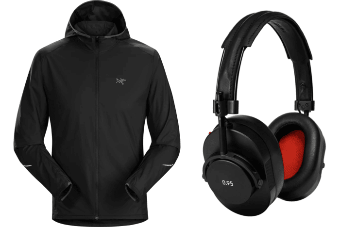 Arc'teryx Incendo Hoody (left - $105), Master & Dynamic MH40 for 0.95 (right - $125)