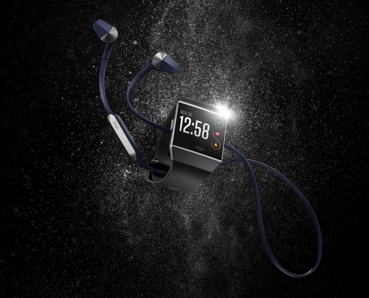 Fitbit Ionic with wireless headphones