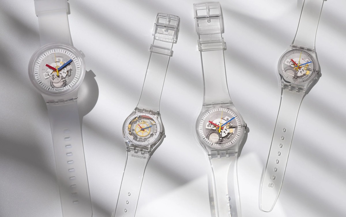 Swatch starts 2022 with clear versions of some of its most popular